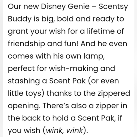 Scentsy Disney Genie Buddy & Three Wishes Scent Pak Blueberry Plums Blackberry - Picture 4 of 7